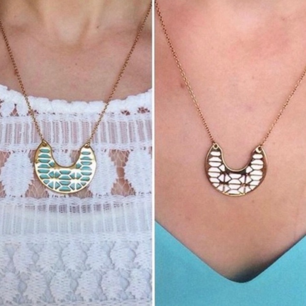 Breezeblock Enamel Pendant Necklace - Reversible!